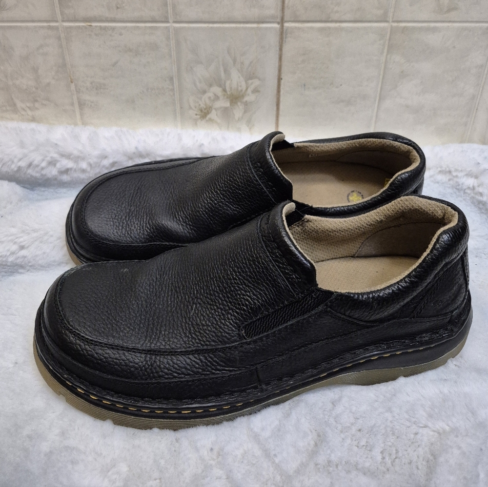 Dr Martens Black Pebbled Leather Slip On Casual Loafers Shoes Size Men 12